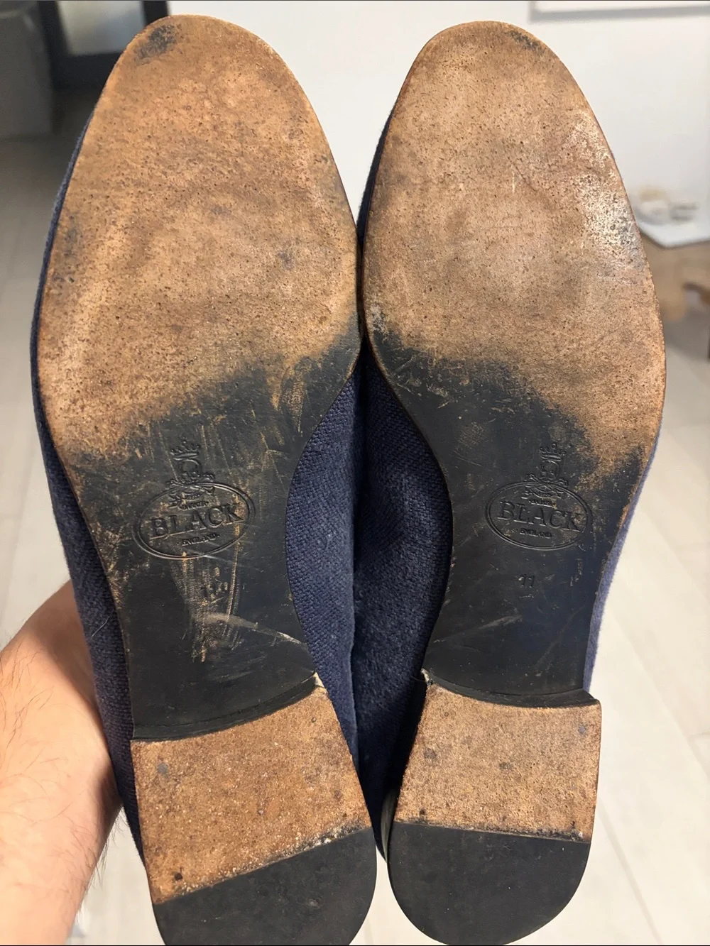 Men's Navy Embroidered Slip-On Loafers